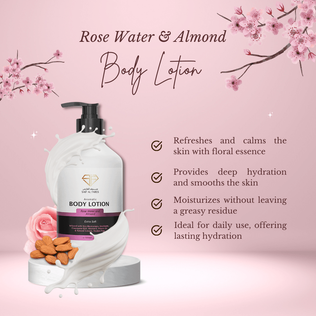 AROMATIC BODY LOTION ROSE WATER AND ALMOND 500ML Saif-Al-Fares